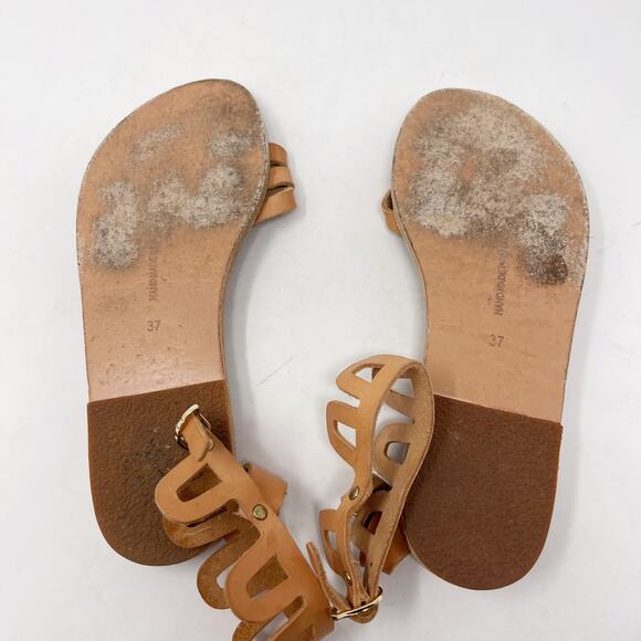 Ancient Greek Sandals Womens 37 Natural Brown Ankle Cut Out Leather Sandals 7 - Picture 10 of 10